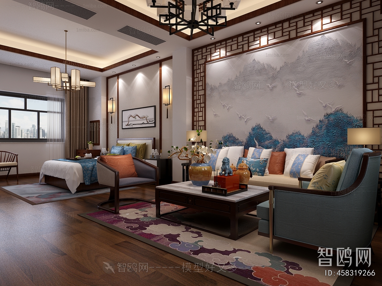 New Chinese Style A Living Room