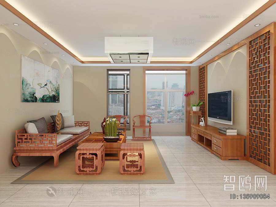 New Chinese Style A Living Room