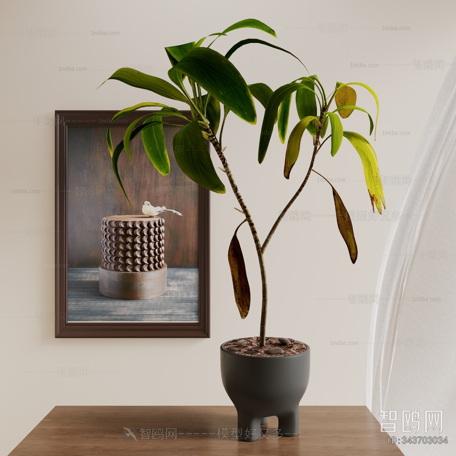 Modern Potted Green Plant