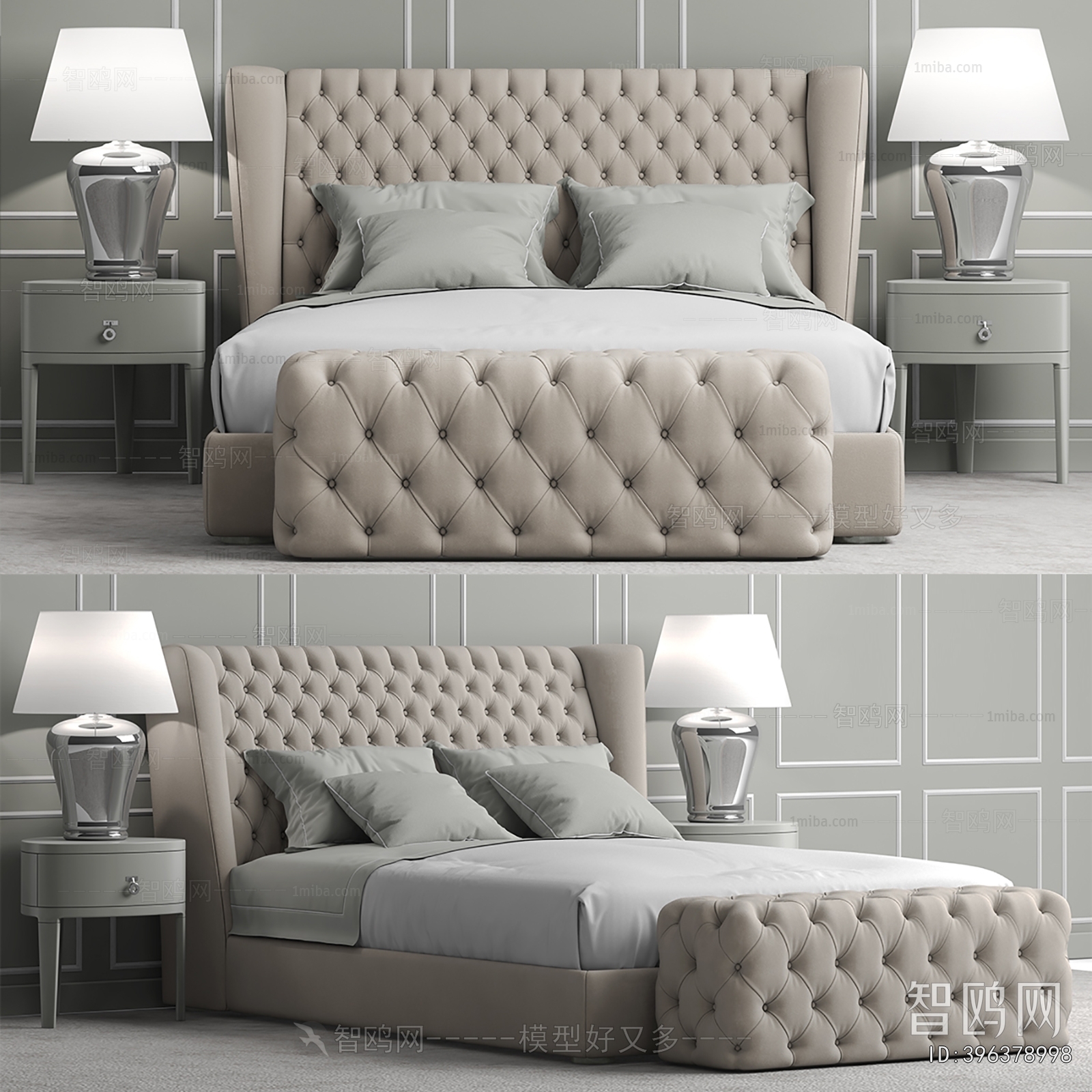 Simple European Style Double Bed