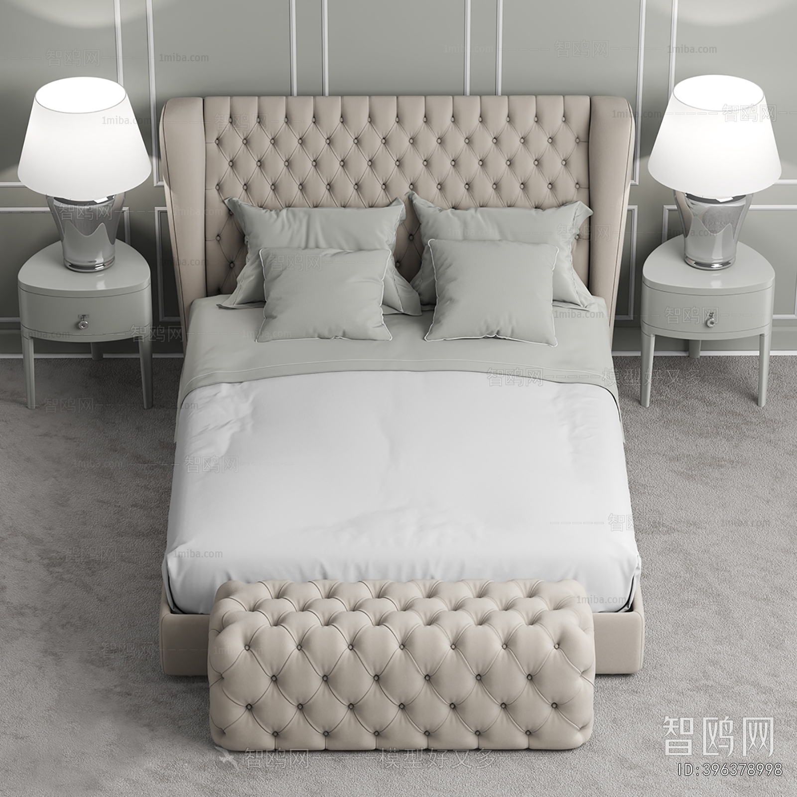 Simple European Style Double Bed