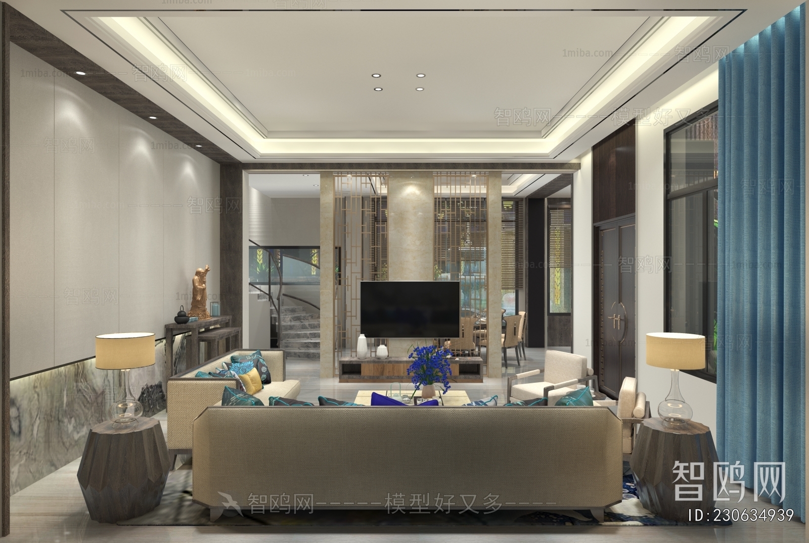 New Chinese Style A Living Room