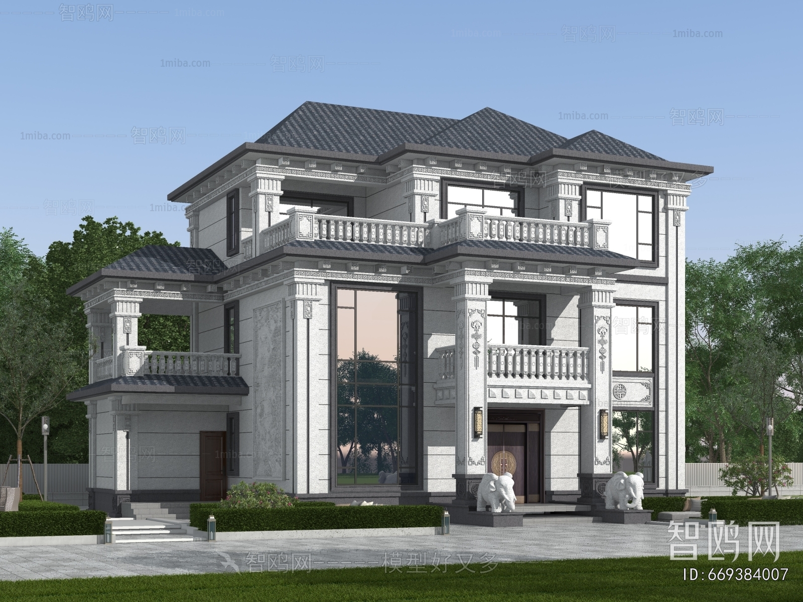 New Chinese Style Villa Appearance