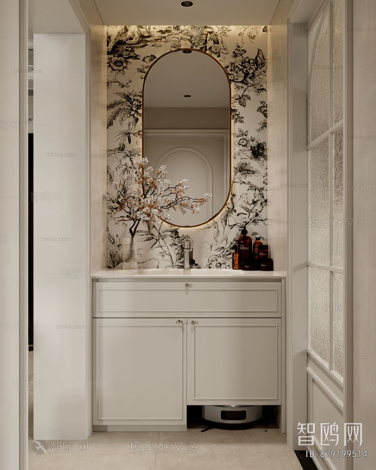 French Style New Chinese Style Bathroom Cabinet