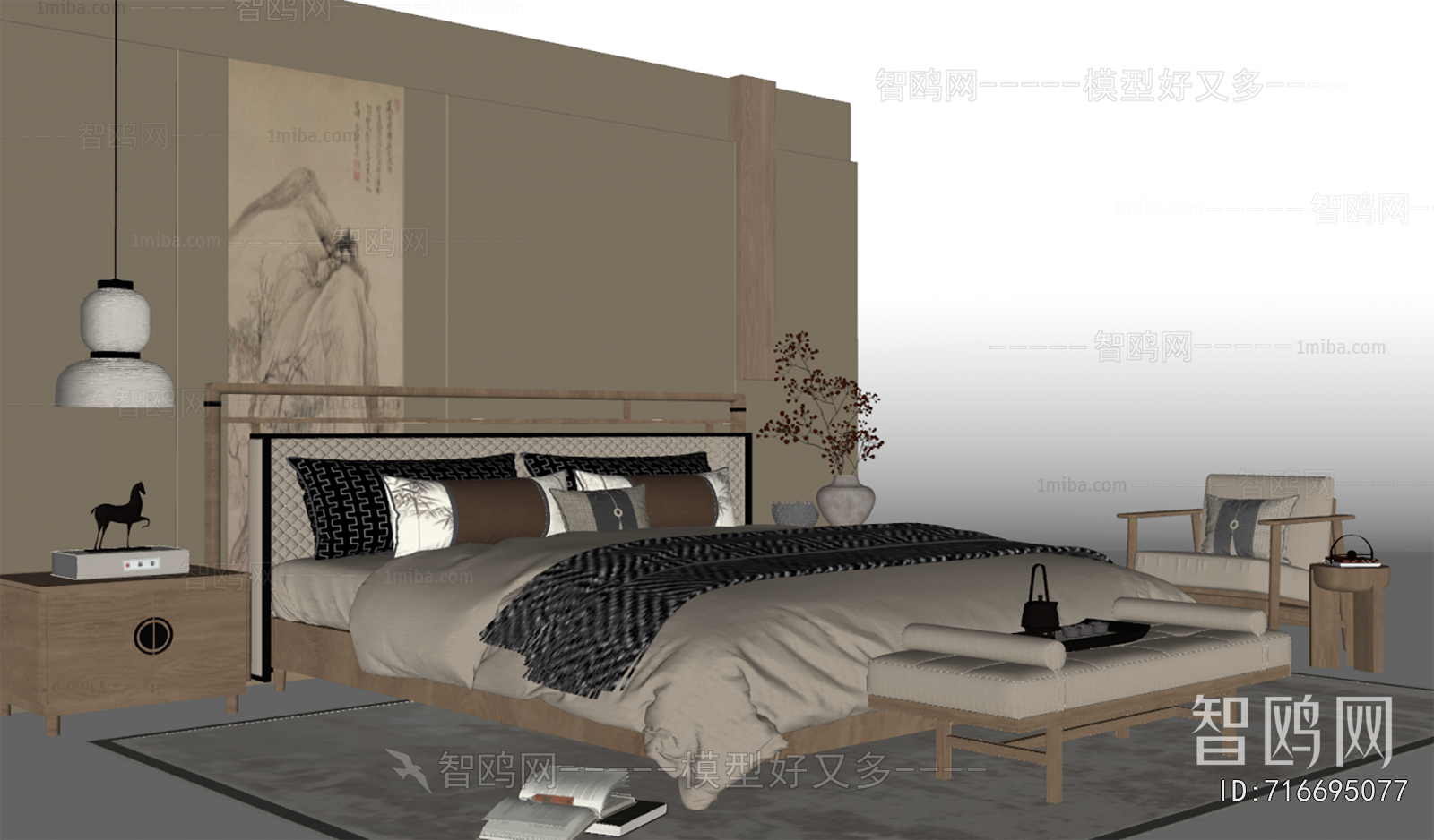 New Chinese Style Double Bed