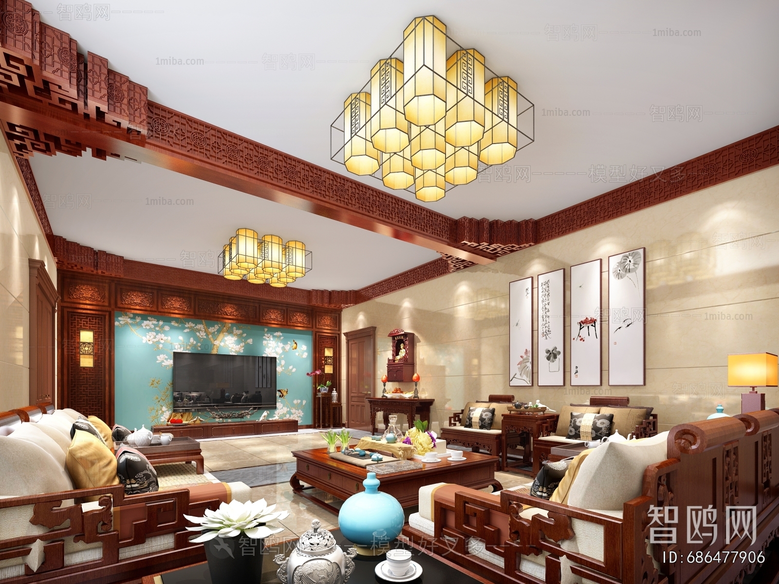 New Chinese Style A Living Room