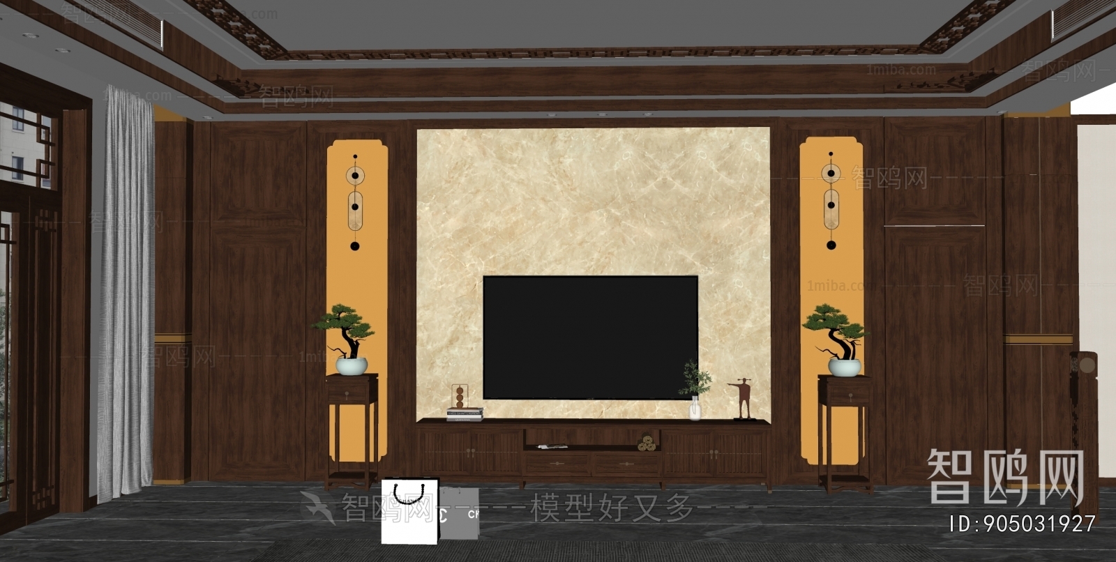 New Chinese Style TV Wall