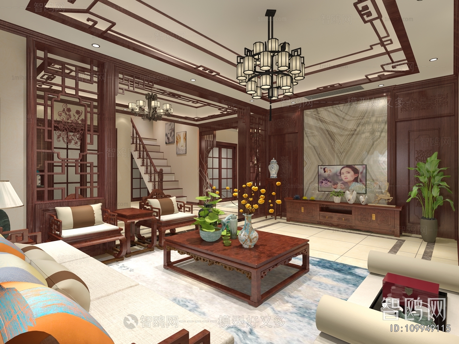 New Chinese Style A Living Room