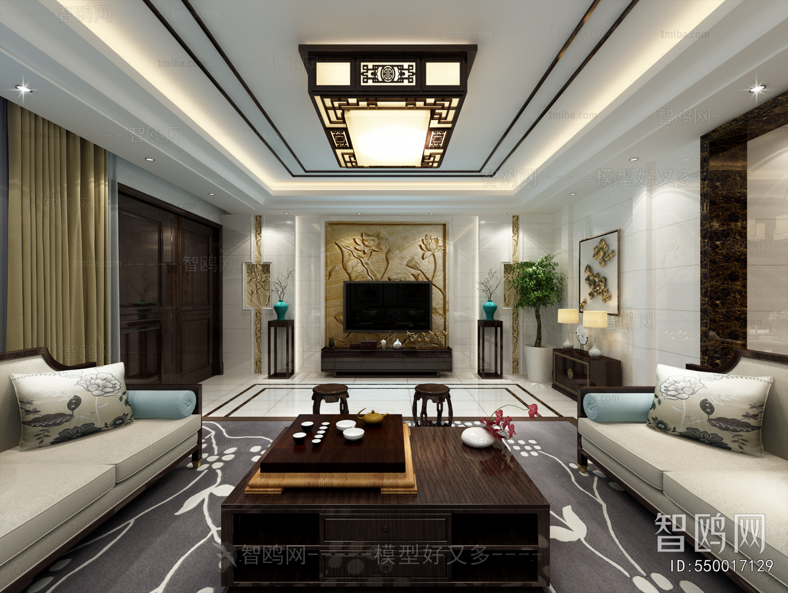 New Chinese Style A Living Room