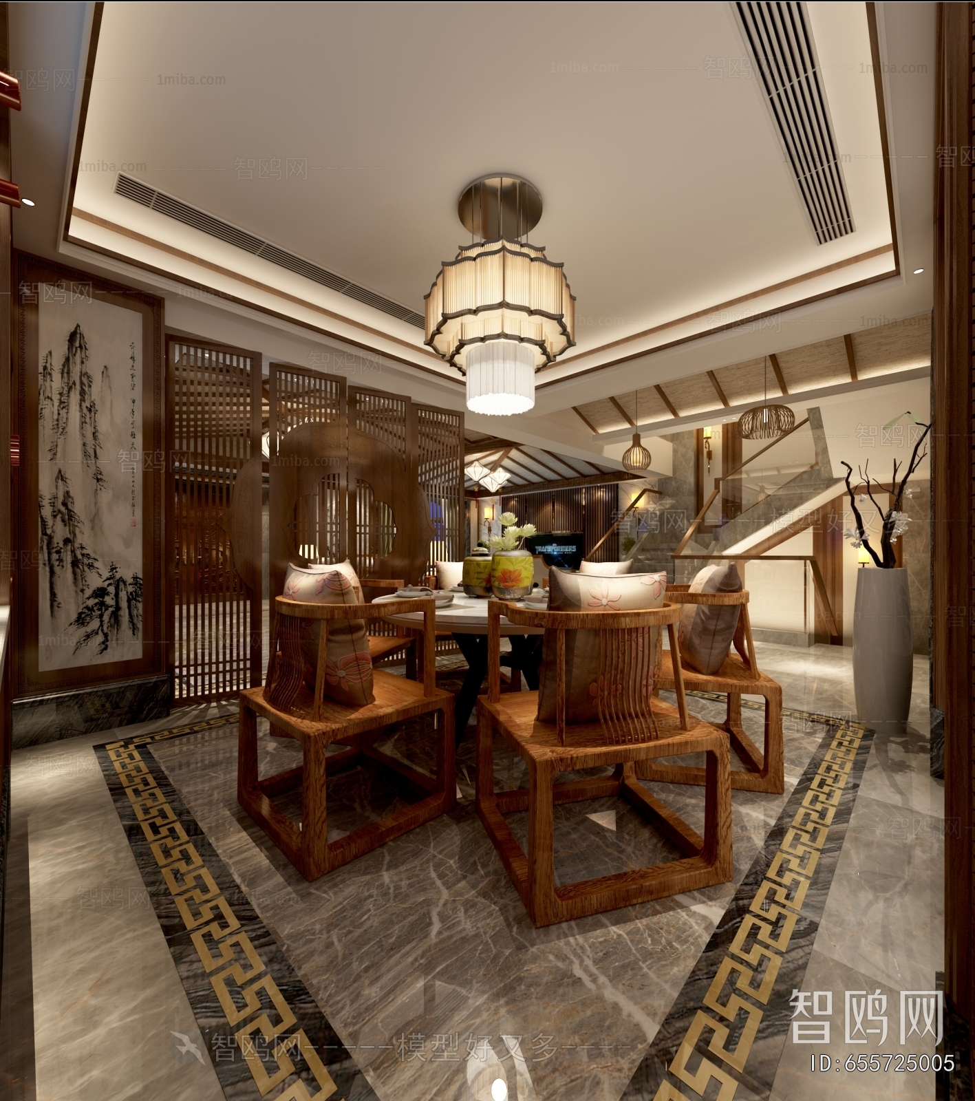 New Chinese Style A Living Room