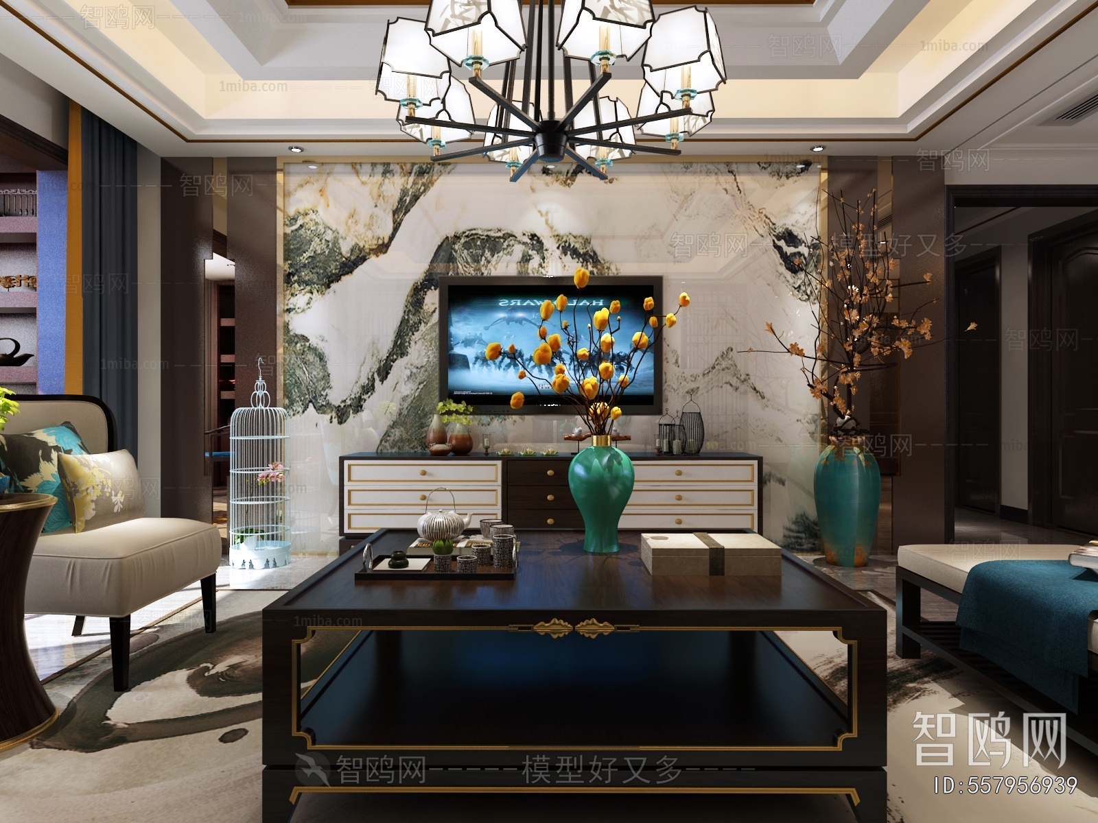 New Chinese Style A Living Room