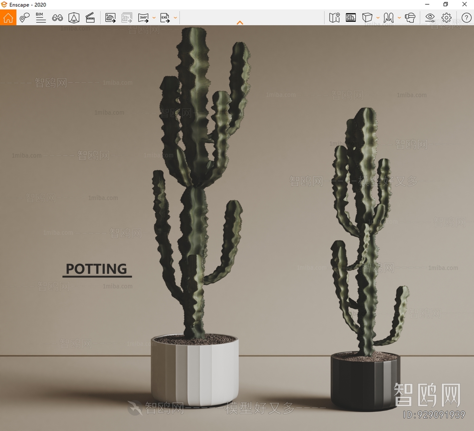 Modern Potted Green Plant