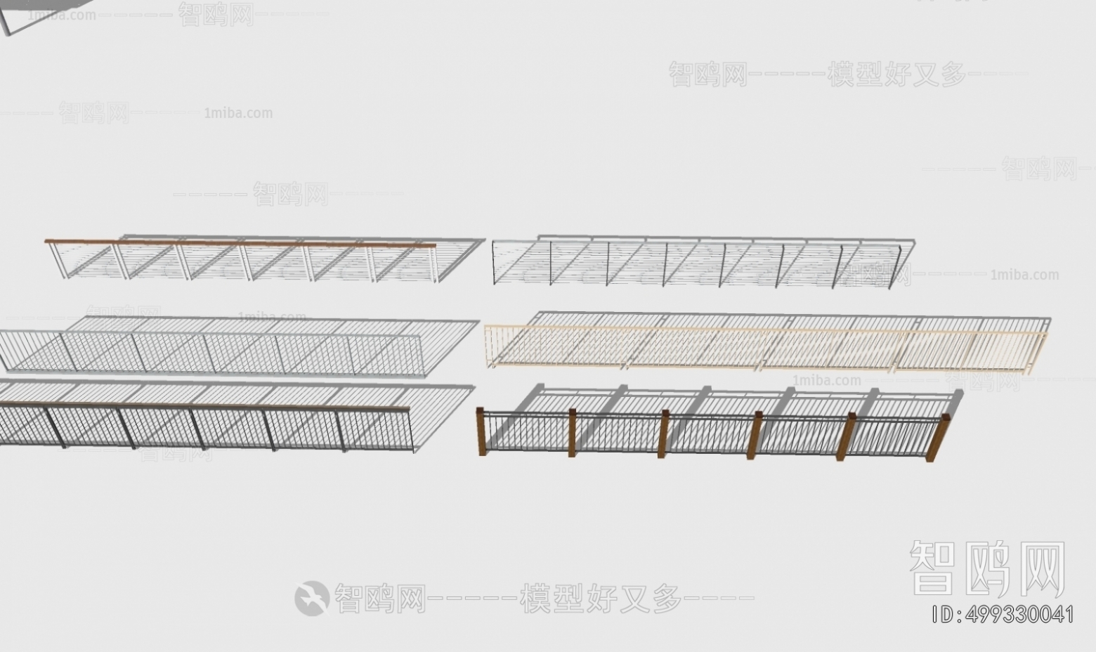 现代栏杆护栏组合