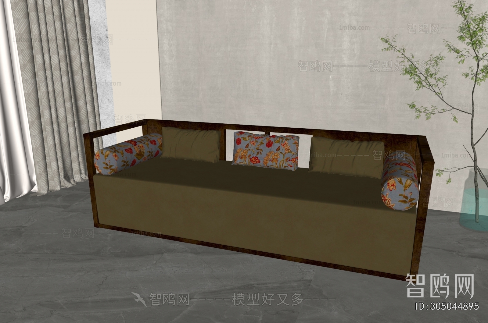 New Chinese Style Three-seat Sofa