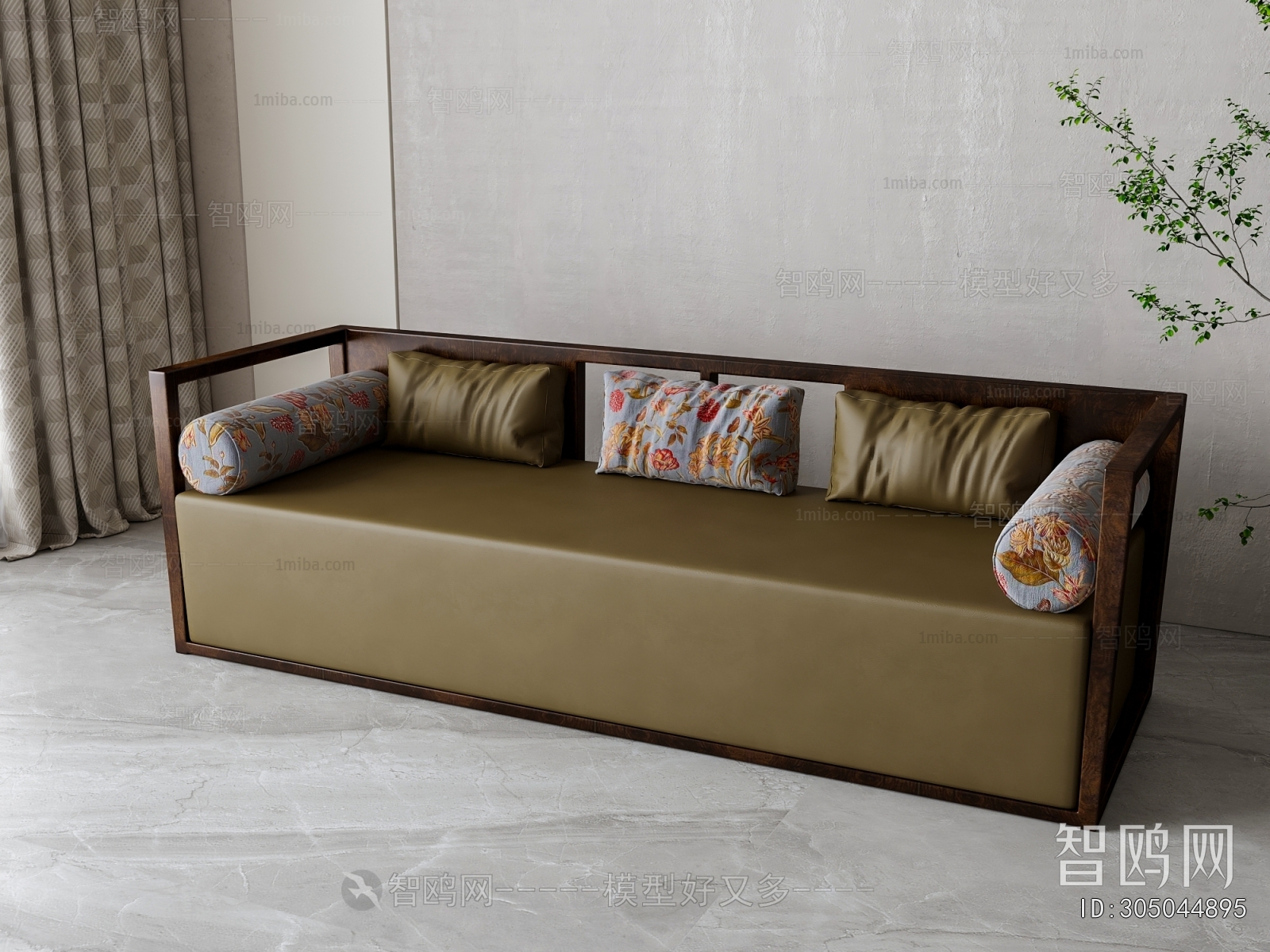 New Chinese Style Three-seat Sofa