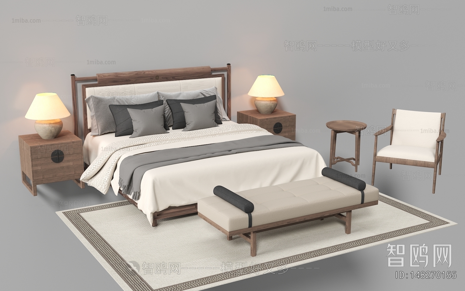 New Chinese Style Double Bed