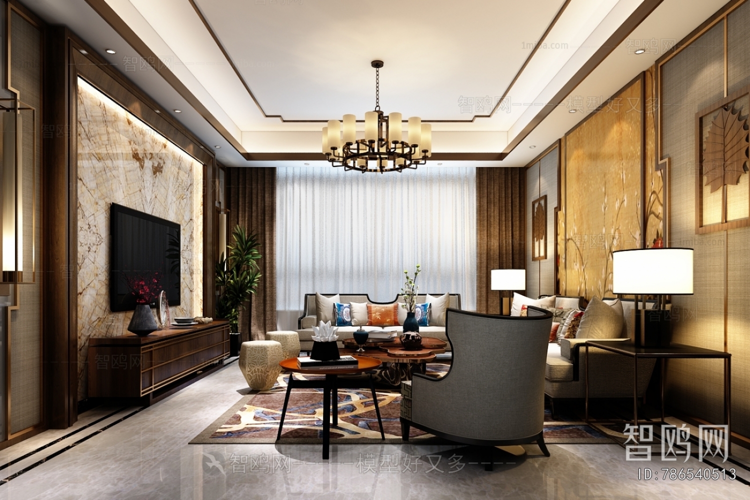 New Chinese Style A Living Room