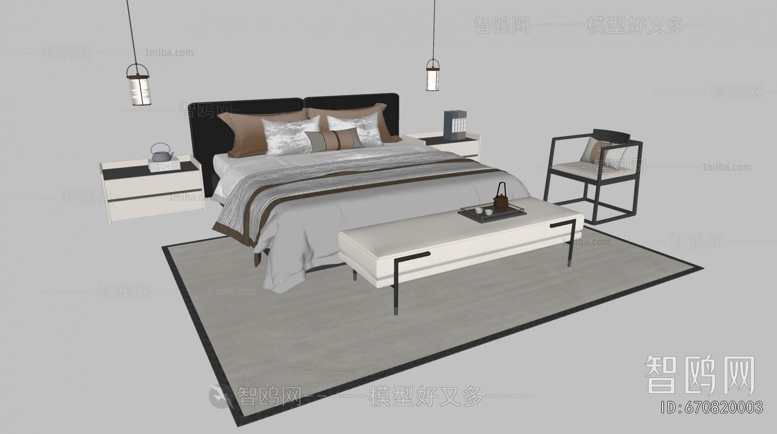 New Chinese Style Double Bed