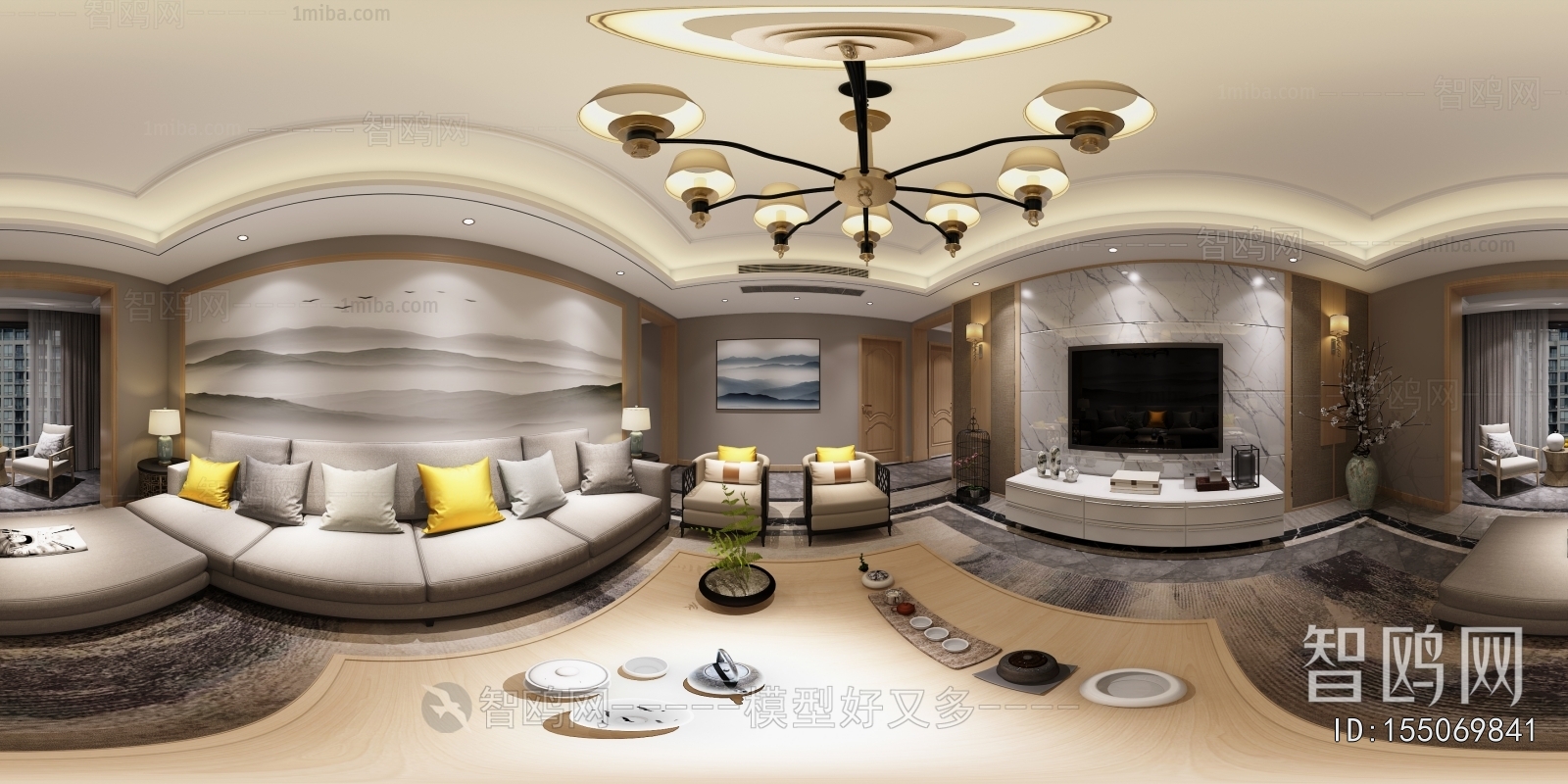 New Chinese Style A Living Room