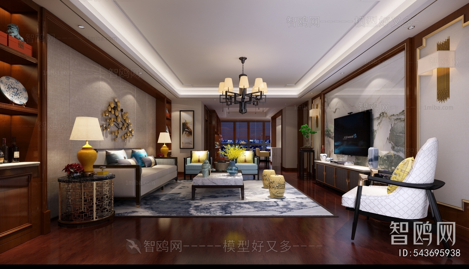 New Chinese Style A Living Room