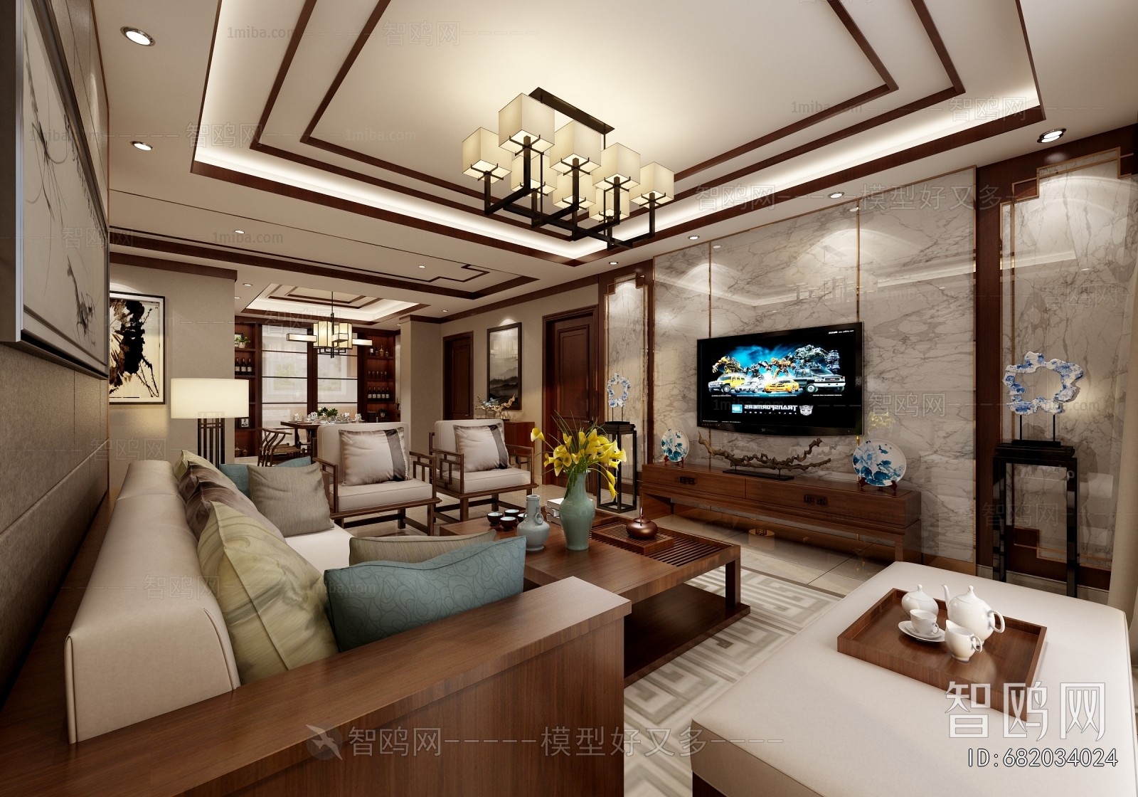 New Chinese Style A Living Room