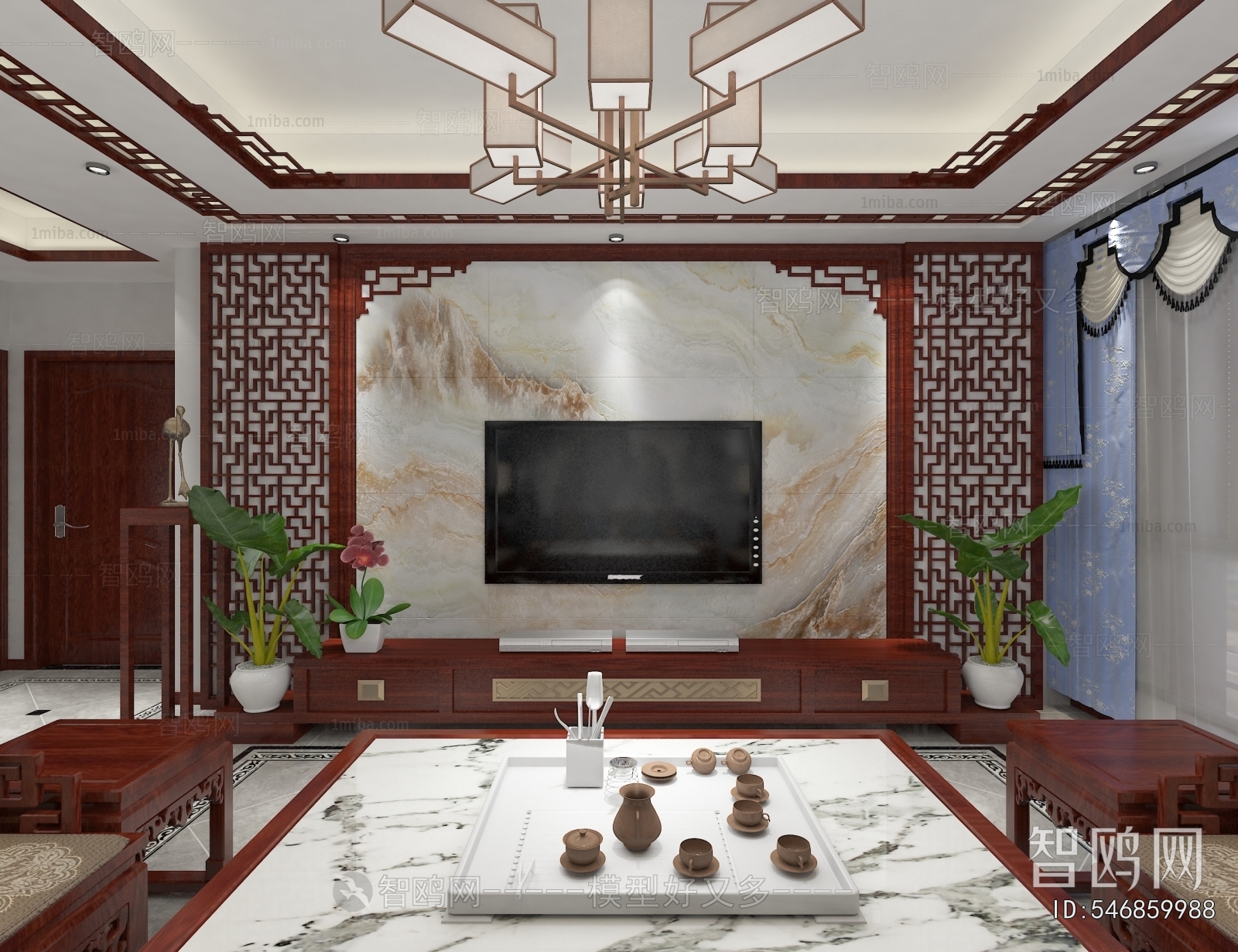 New Chinese Style A Living Room