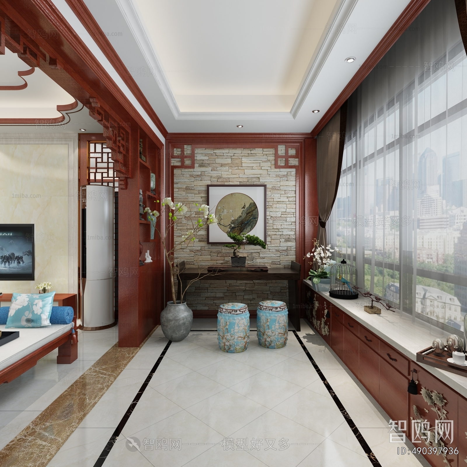 New Chinese Style A Living Room