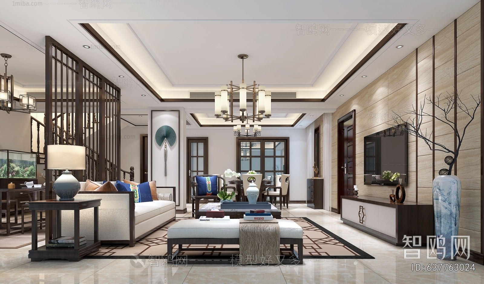 New Chinese Style A Living Room