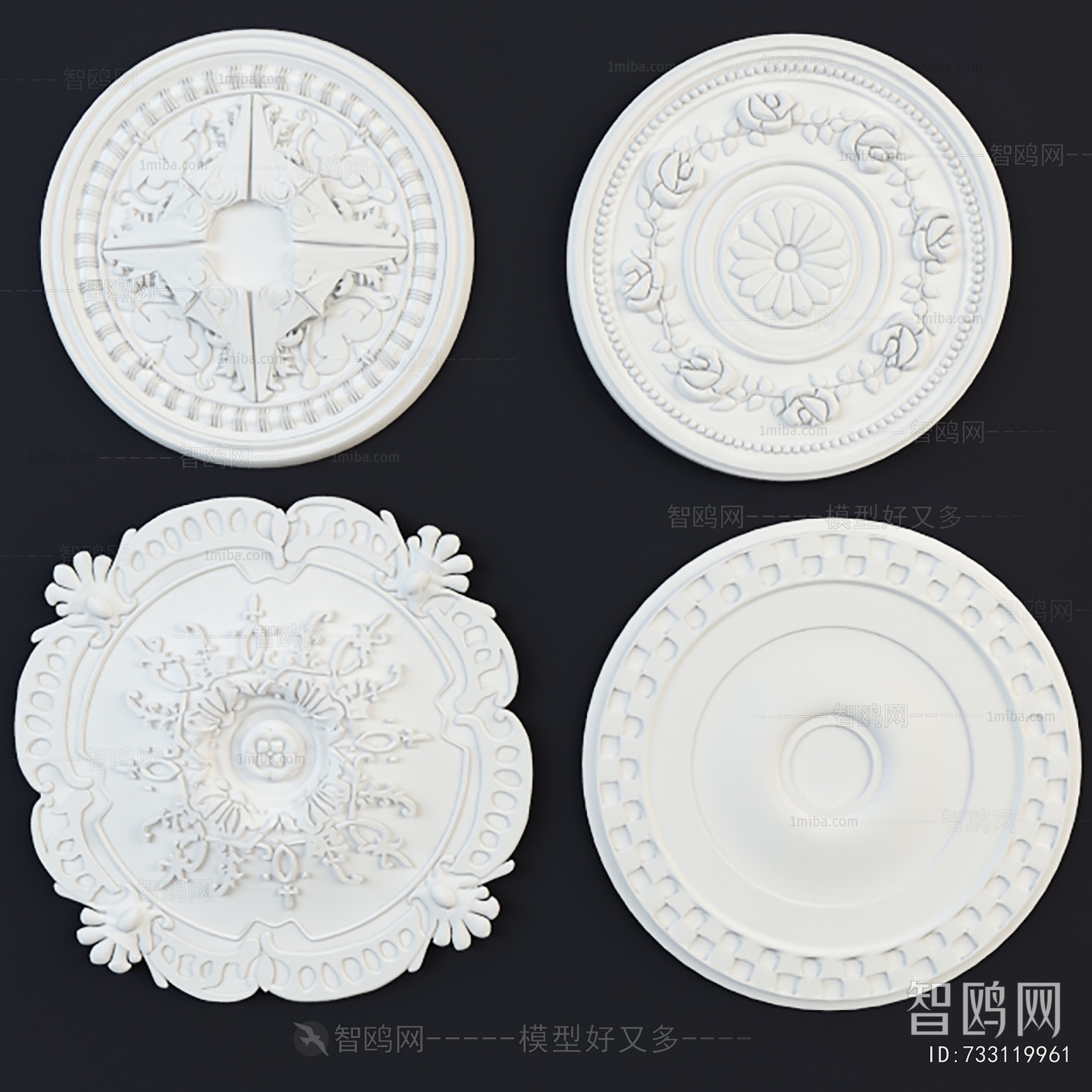 European Style Plaster Carved Top Plate