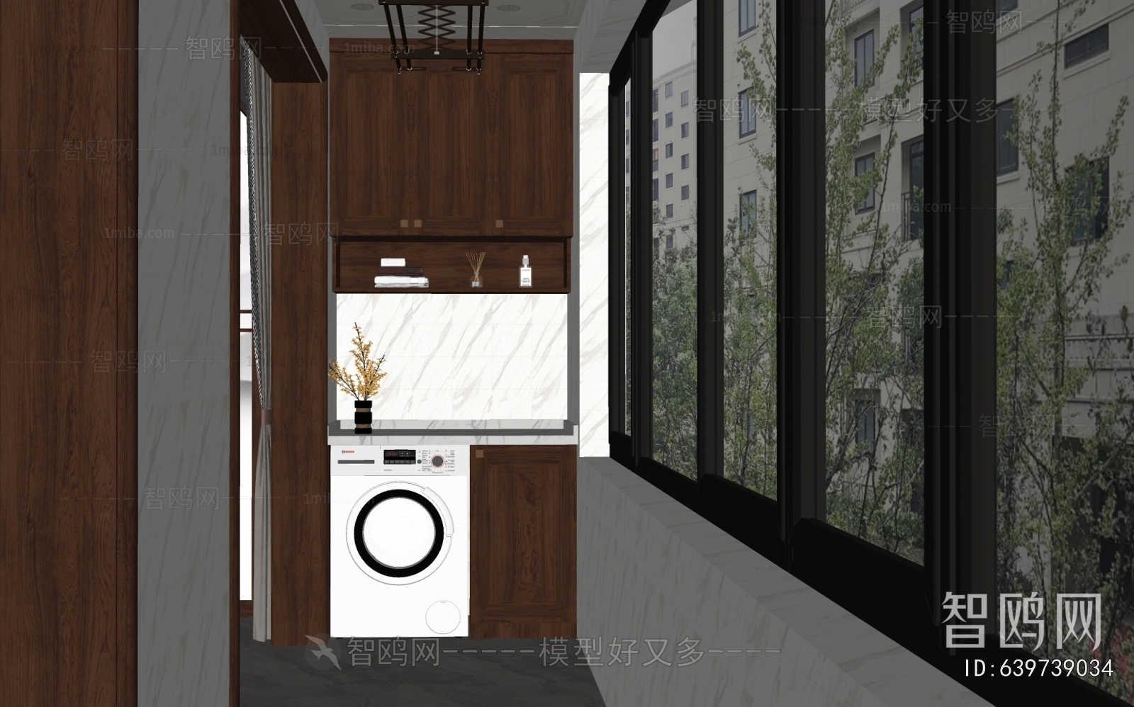 New Chinese Style Balcony Laundry Room