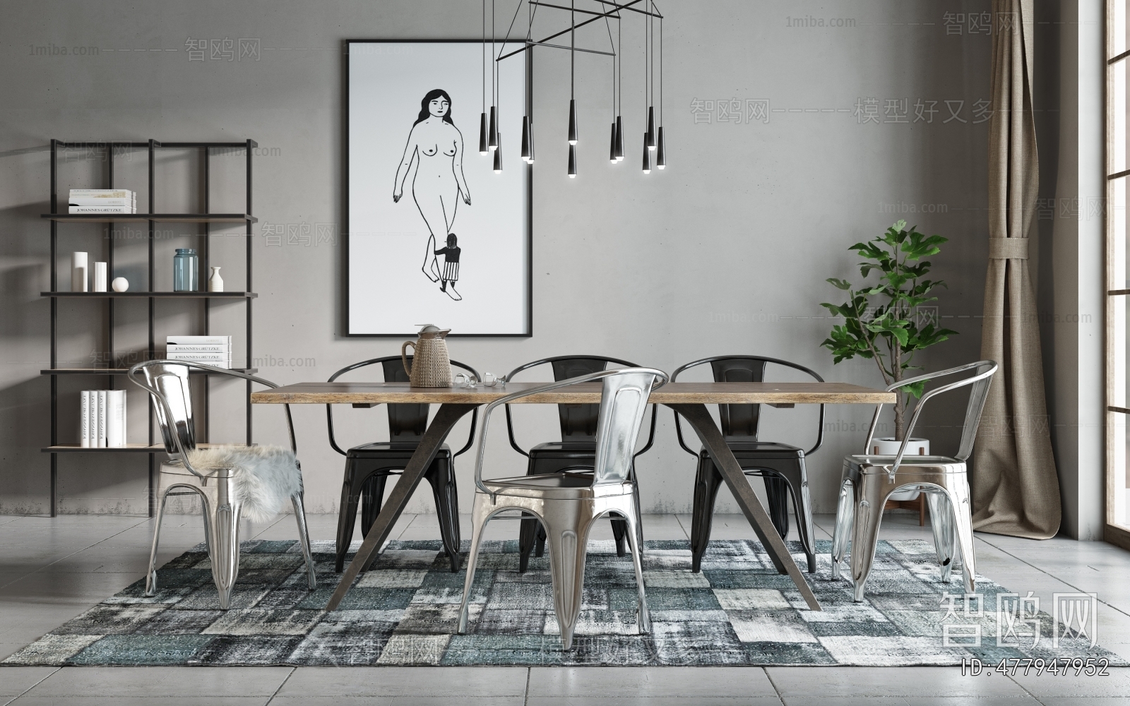 Industrial Style Dining Table And Chairs