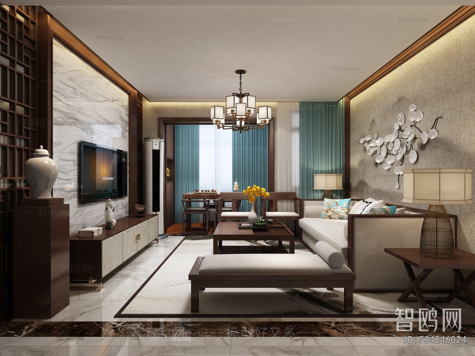 New Chinese Style A Living Room