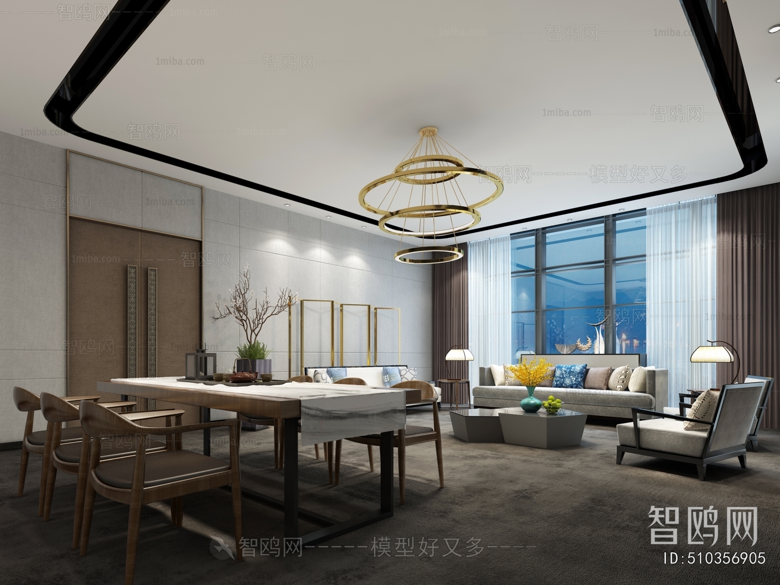 New Chinese Style Office Living Room