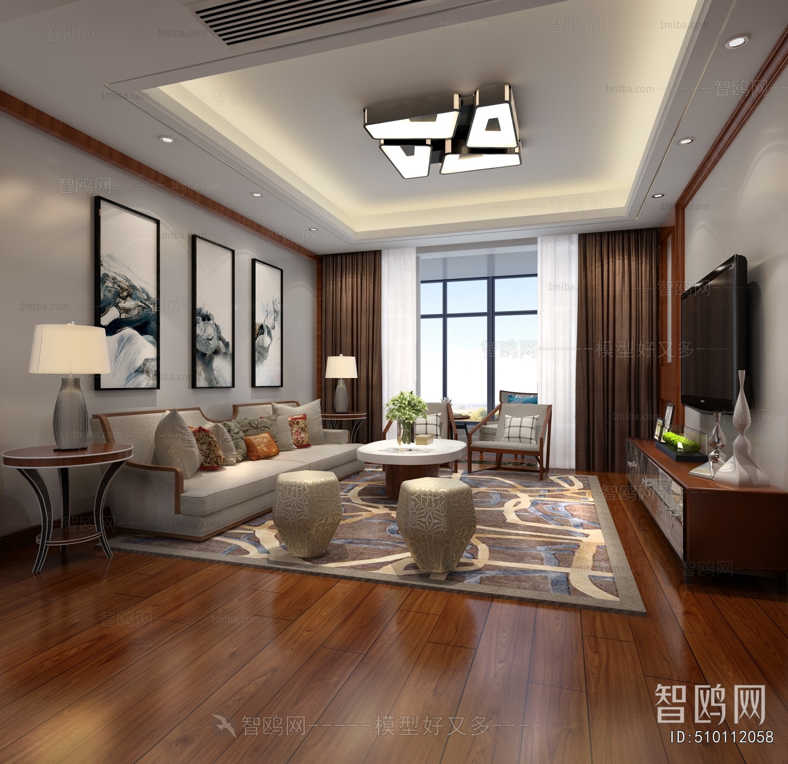 New Chinese Style A Living Room