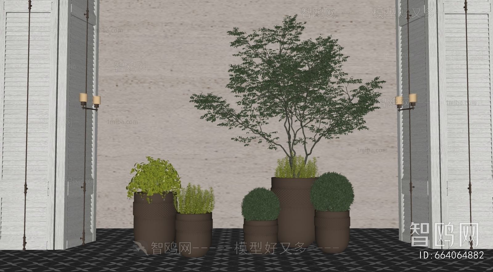 Modern Ground Green Plant Potted Plants