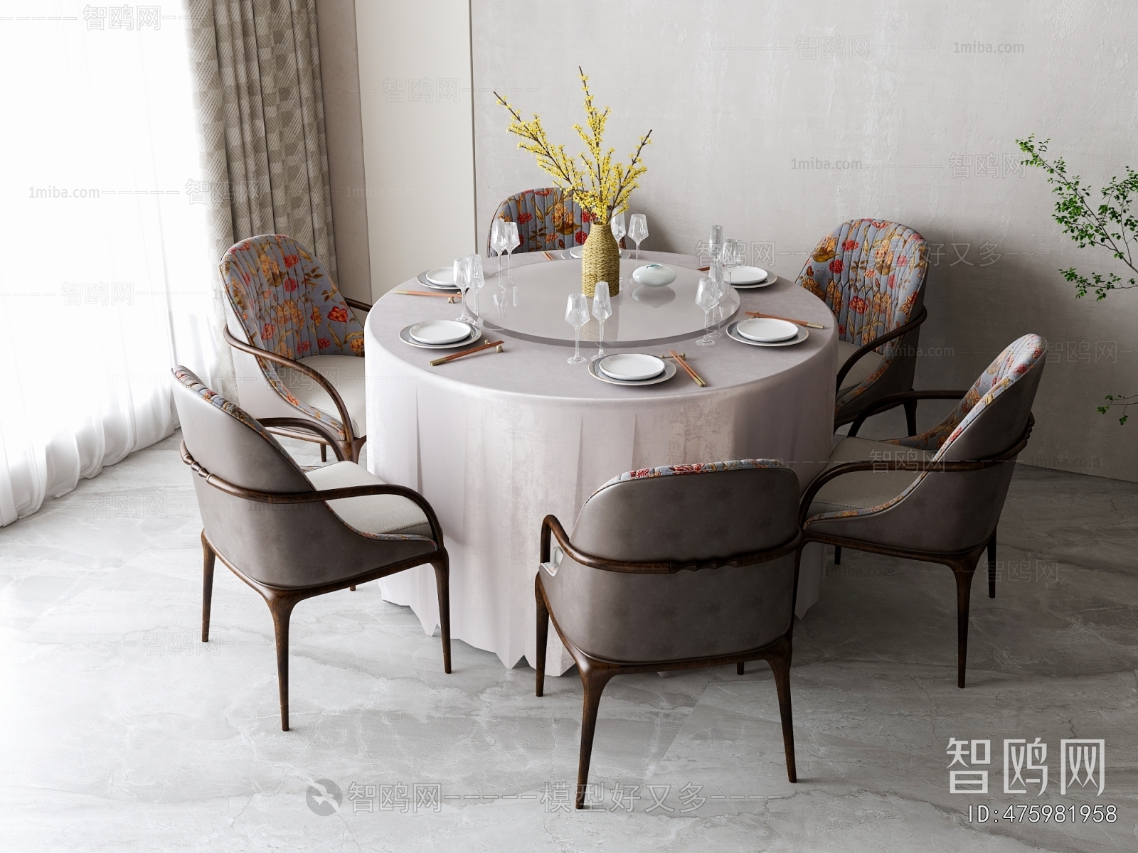 Simple European Style Dining Table And Chairs