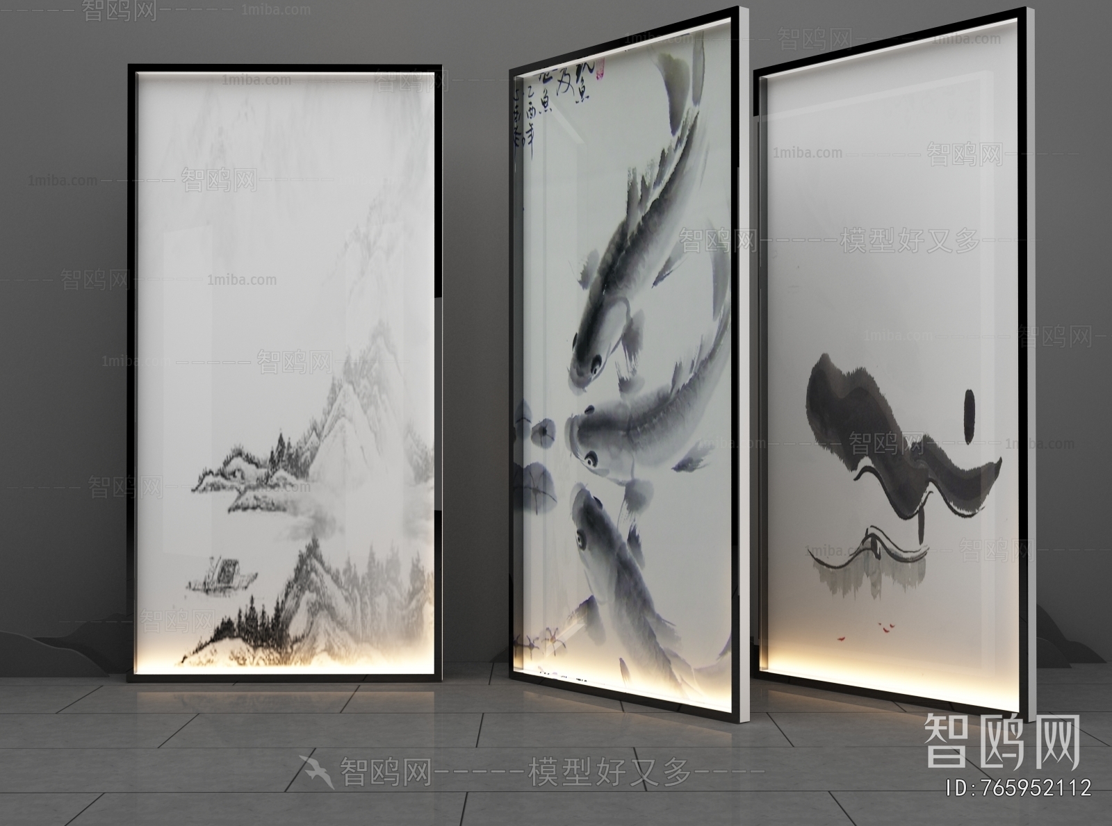 New Chinese Style Glass Screen Partition