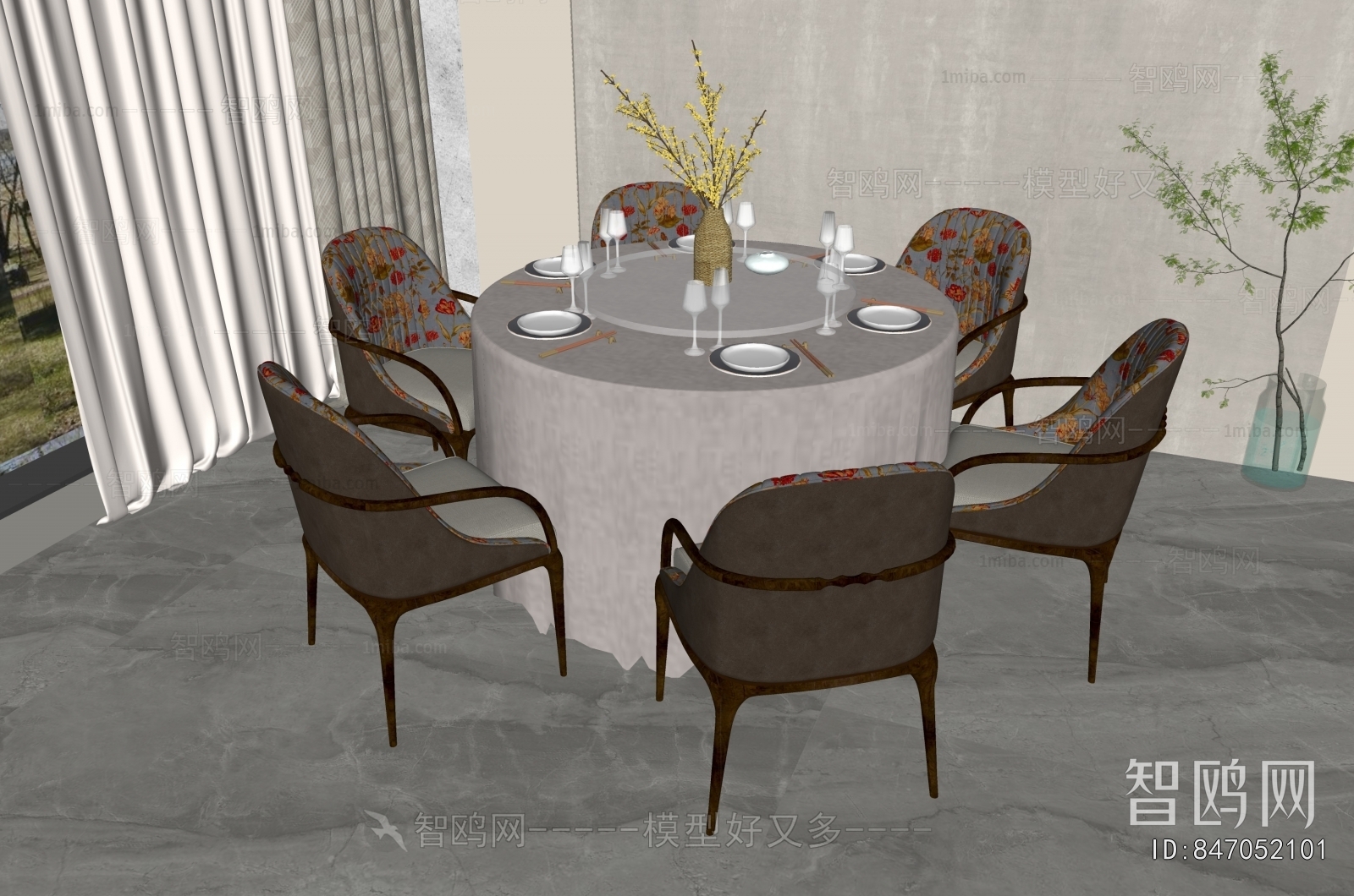 Simple European Style Dining Table And Chairs