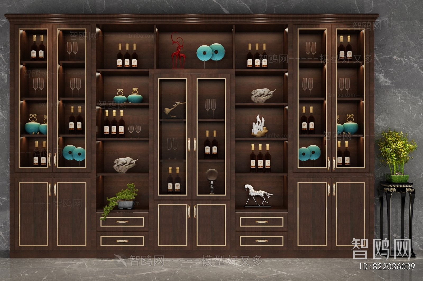 New Chinese Style Wine Cabinet