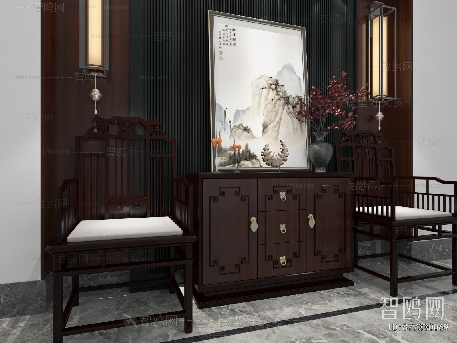 New Chinese Style Entrance Cabinet