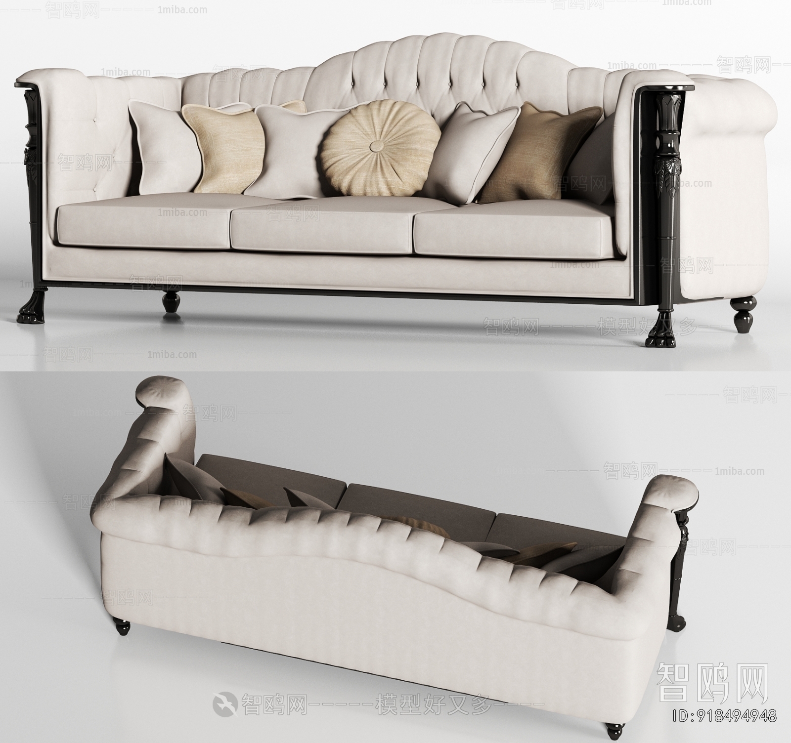 Simple European Style Three-seat Sofa