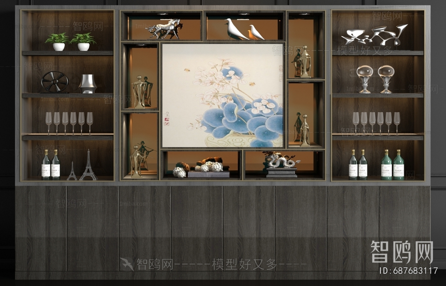 New Chinese Style Wine Cabinet