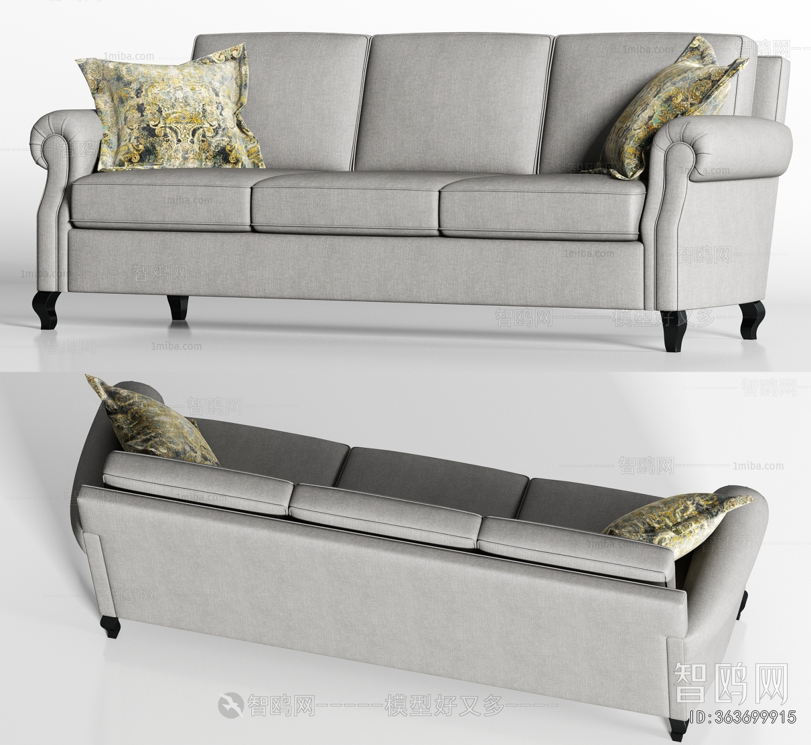 Simple European Style Three-seat Sofa