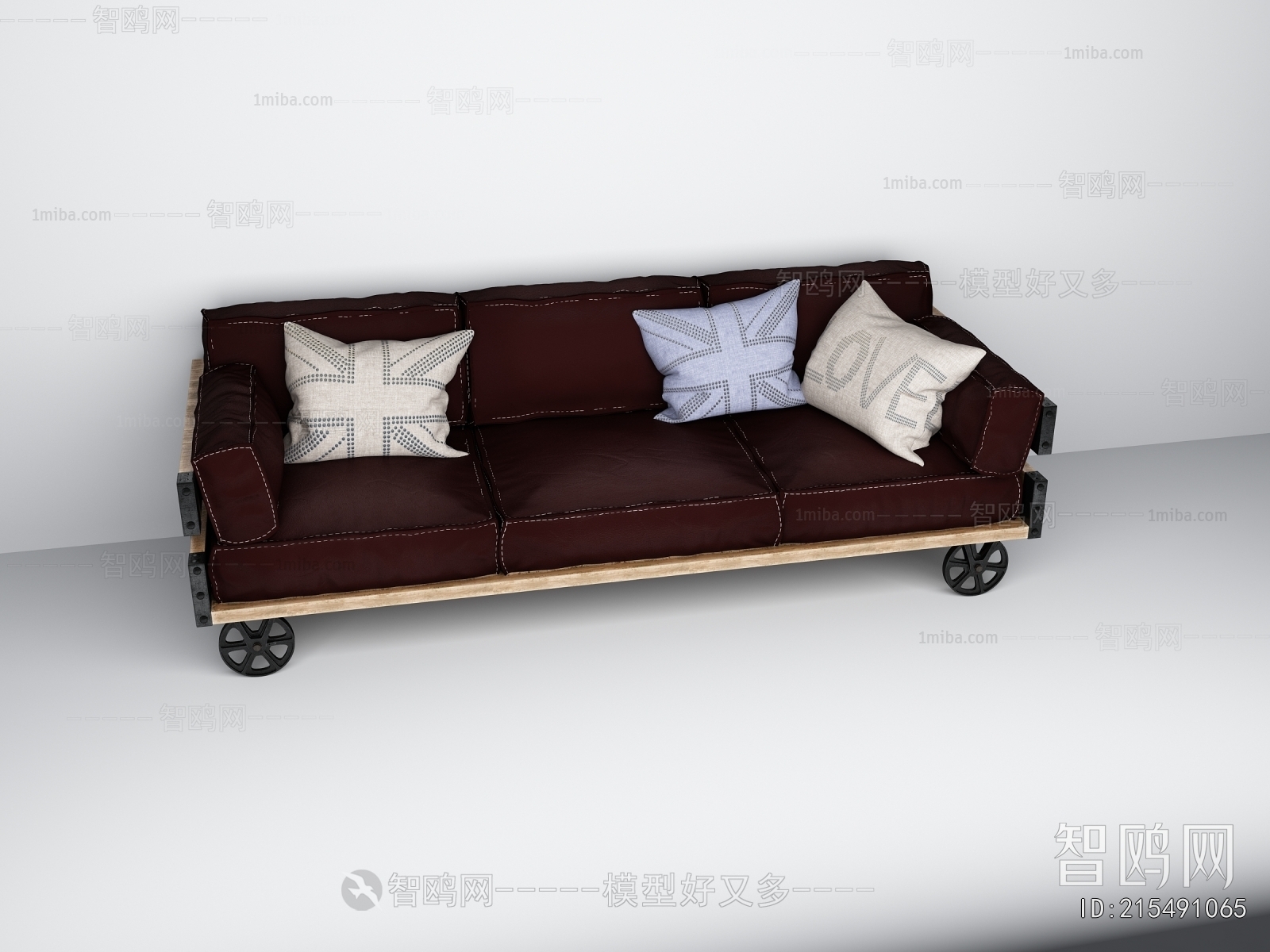 Industrial Style Three-seat Sofa