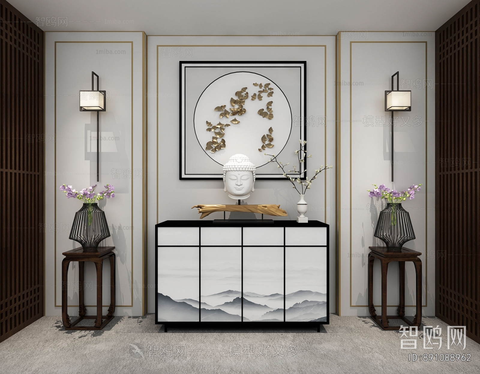 New Chinese Style Entrance Cabinet