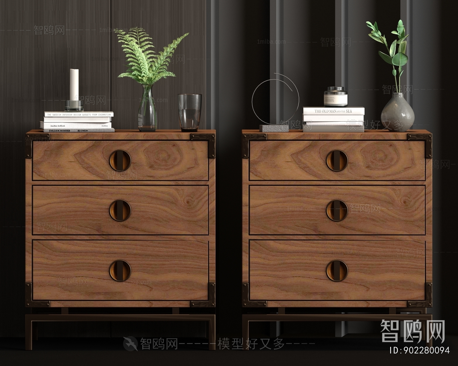 New Chinese Style Bedside Cupboard