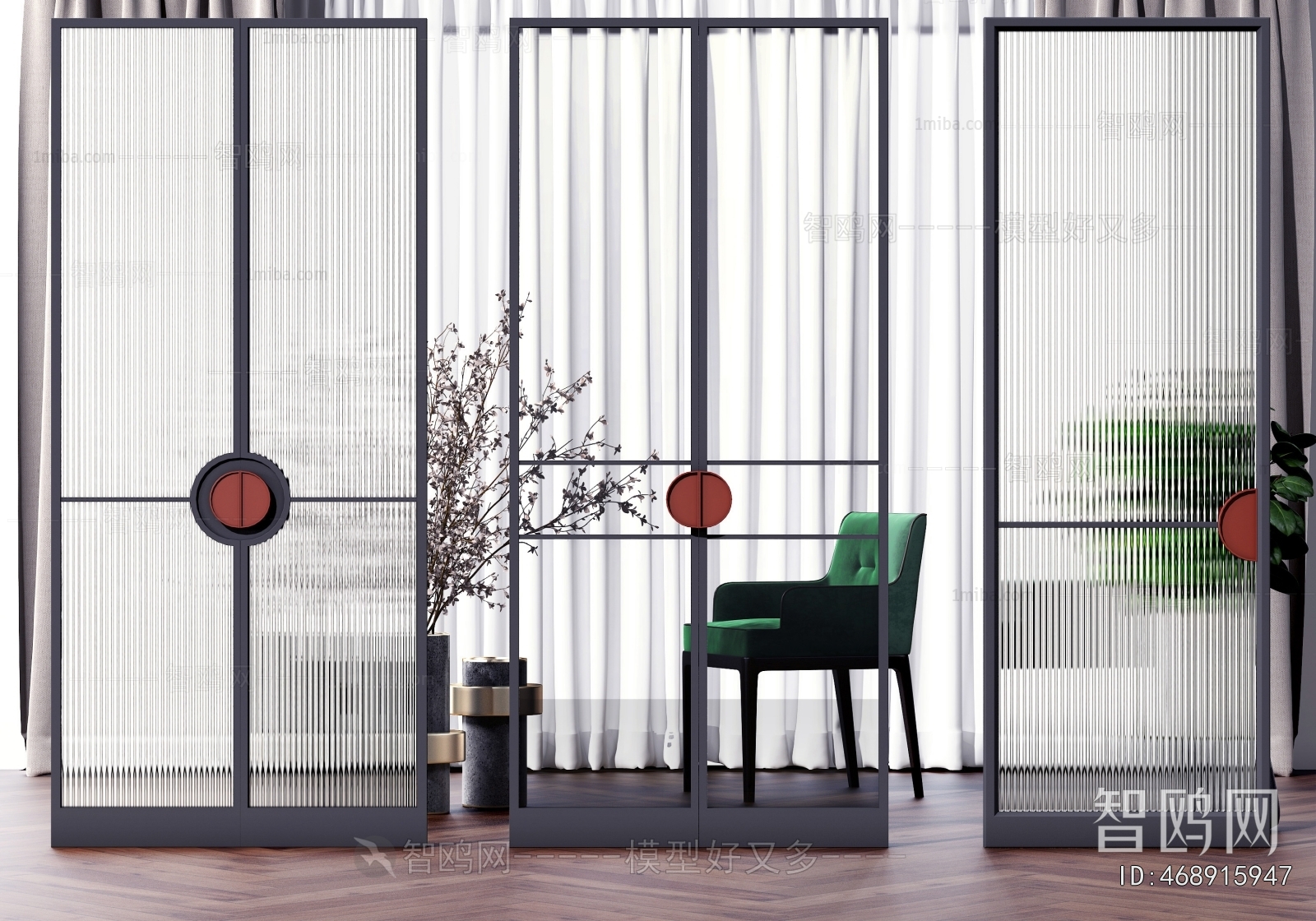 New Chinese Style Glass Screen Partition