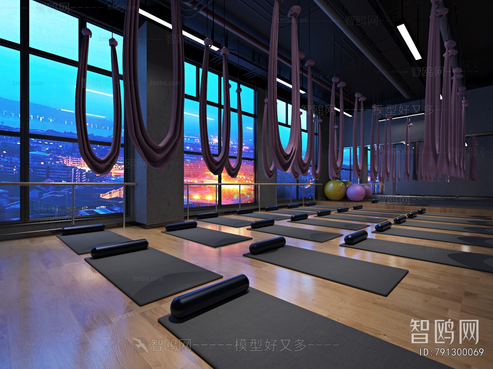 Industrial Style Yoga Room