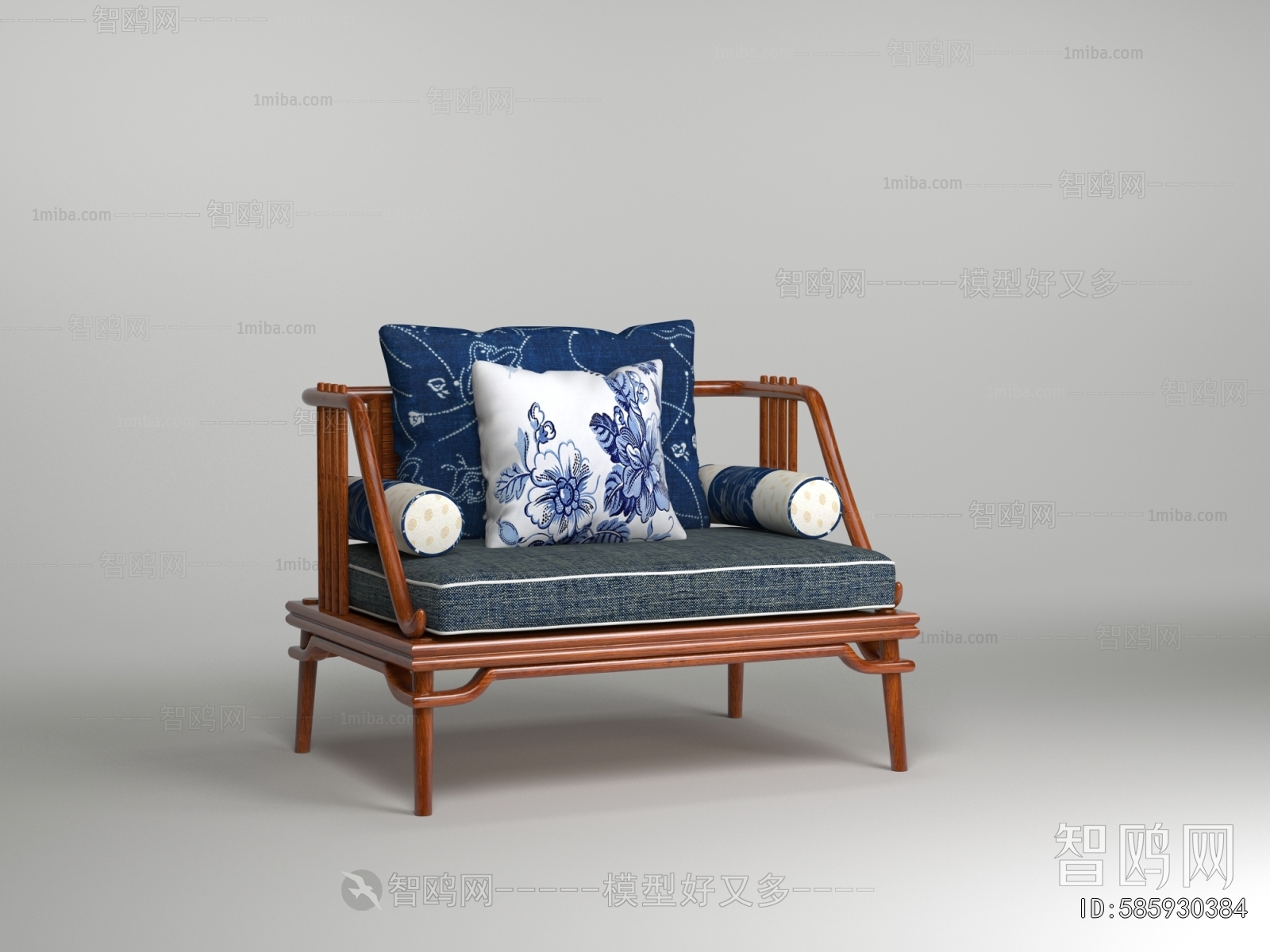 New Chinese Style Single Sofa