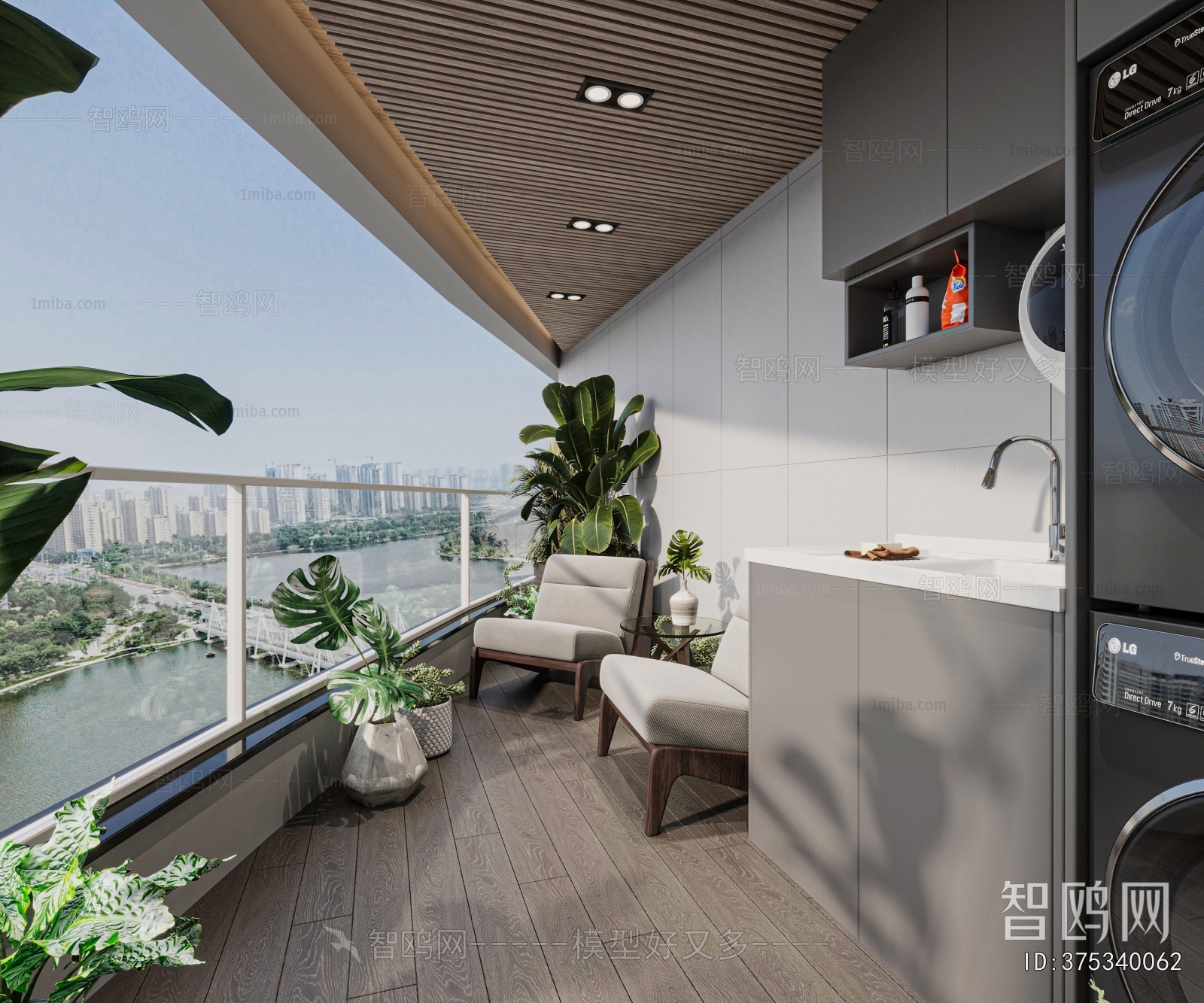 Modern Balcony Laundry Room